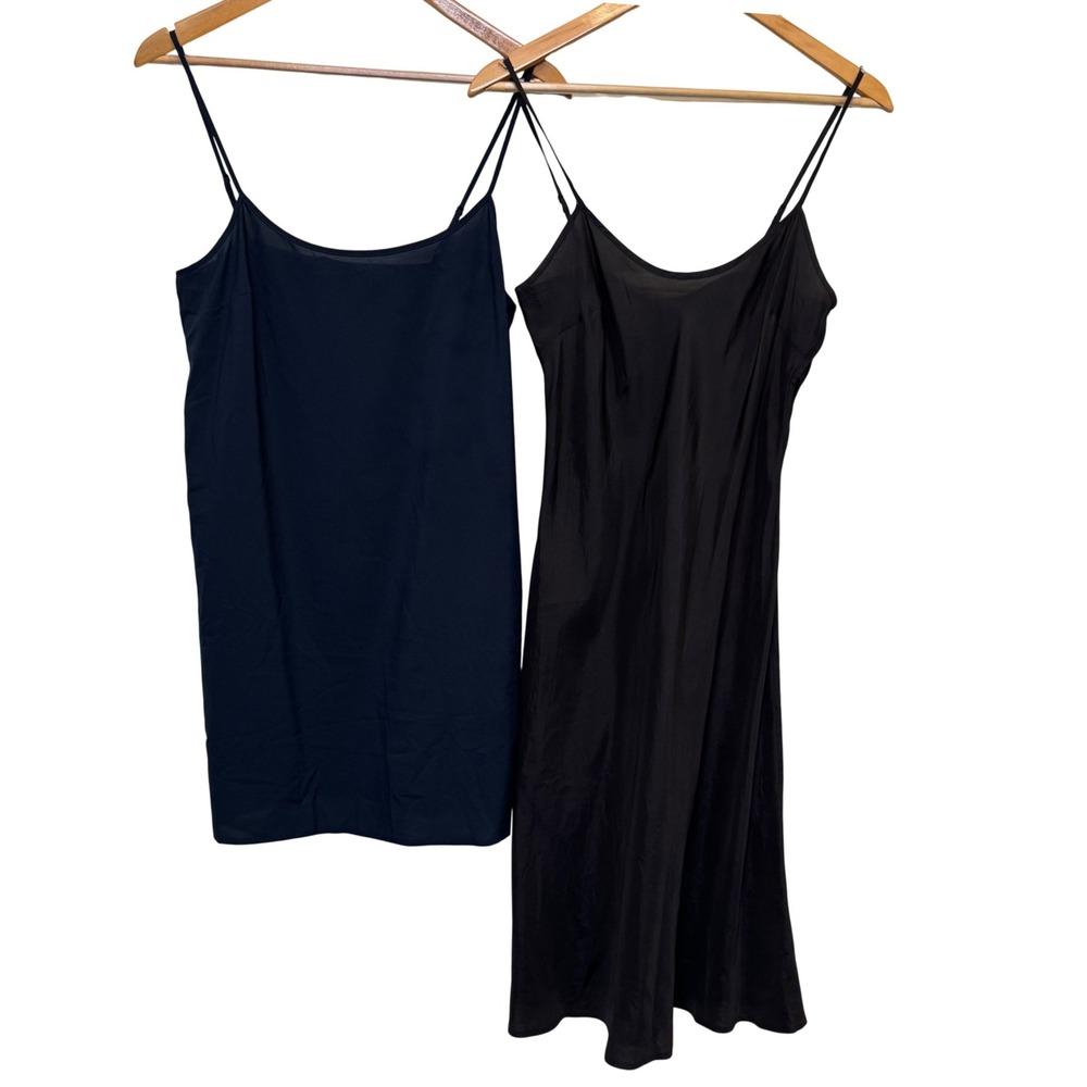 Club Monaco Womens Slip Dress Lot of 2 Size 6 Black & Navy Viscose Layers Basics